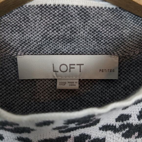 LOFT Black & White Leopard Print Mock Neck Sweater Size XXS - Picture 6 of 9